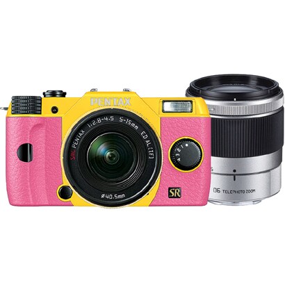 Q7 ダブルズームキット イエロー/ピンク 014 [ボディ＋交換レンズ「PENTAX-02 STANDARD ZOOM」「PENTAX-06 TELEPHOTO ZOOM」]