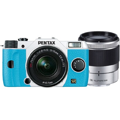 Q7 ダブルズームキット ホワイト/アクア 019 [ボディ＋交換レンズ「PENTAX-02 STANDARD ZOOM」「PENTAX-06 TELEPHOTO ZOOM」]