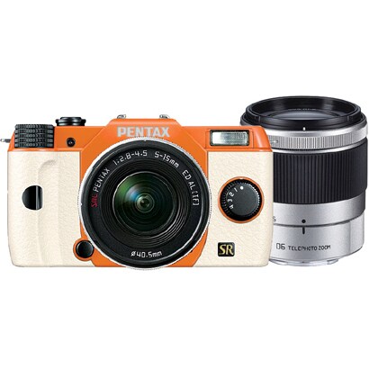 Q7 ダブルズームキット オレンジ/ホワイト 029 [ボディ＋交換レンズ「PENTAX-02 STANDARD ZOOM」「PENTAX-06 TELEPHOTO ZOOM」]