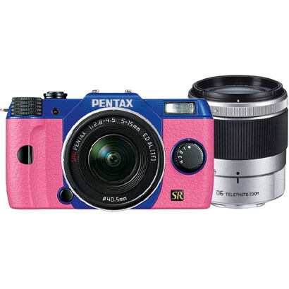 Q7 ダブルズームキット ブルー/ピンク 056 [ボディ＋交換レンズ「PENTAX-02 STANDARD ZOOM」「PENTAX-06 TELEPHOTO ZOOM」]