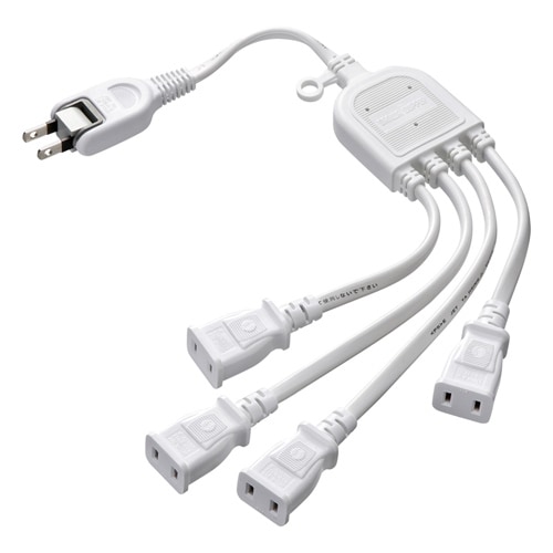 電源延長コード 延長コード 0.5m 4個口 ケーブル延長 電源コード 電源タップ 2P ACアダプタ対応 折りたたみ式プラグ トラッキング火災予防絶縁キャップ付き ホワイト TAP-EX4WN