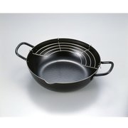本職の鉄製打ち出し天ぷら鍋 24cm アミ付 IH対応・ガス火OK SH9160
