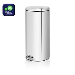 ブラバンシア ダストボックス クローム 30L ペダルビン ニューアイコン 静かに軽やかに閉まる機能搭載 114366 : ブラバンシア ダストボックス クローム 30L ペダルビン