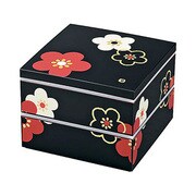 黒華文様梅 家庭用電子レンジ非対応 家庭用食洗機非対応 19.5角二段重シール付