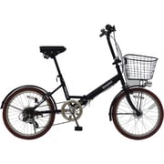 折りたたみ自転車 ノーパンクタイヤ 20型 外装6段変速 マットブラック/ブラウン FDM-CC206HD BK