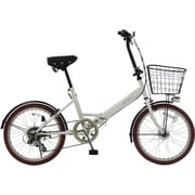 折りたたみ自転車 ノーパンクタイヤ 20型 外装6段変速 マットホワイト/ブラウン FDM-CC206HD WH