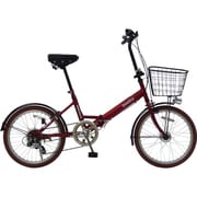 折りたたみ自転車 ノーパンクタイヤ 20型 外装6段変速 マットレッド/ブラウン FDM-CC206HD RE