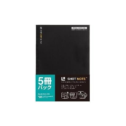 ショットノート 無線綴じタイプ(5冊パック) 横罫線6mm 30枚(60ページ) セミB5 9143-5クロ