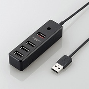 USBHUB2.0 充電・通信 2A出力 セルフパワー 4ポート ブラック U2HS-T201SBK