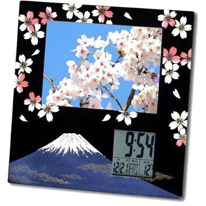 8881F [フォトフレームクロック 富士に桜]