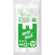 エプロンブロック 手提げ袋 25号 SS 約縦31cm×横15cm+マチ10cm×厚さ0.014mm 100枚 半透明 EB-N25-100