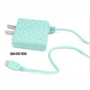 スマートフォン対応 AC充電器 エメラルドグリーン QX-021EG