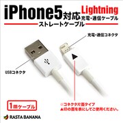 Lightningケーブル iPhone5対応USB充電・通信ケーブル ホワイト 1m RBHE146