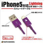 Lightningケーブル iPhone5対応USB充電・通信ケーブル パープル 1m RBHE149