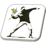 Banksy 32mmスクエアバッジ BKB001 Banksy /Flower Bomber [缶バッジ]
