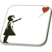 Banksy 32mmスクエアバッジ BKB002 Banksy /Balloon Girl [缶バッジ]