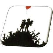 Banksy 32mmスクエアバッジ BKB003 Banksy /Bombsite Love [缶バッジ]