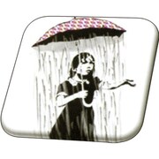 Banksy 32mmスクエアバッジ BKB004 Banksy /Umbrella Girl [缶バッジ]