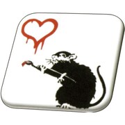 Banksy 32mmスクエアバッジ BKB005 Banksy /Love Rat [缶バッジ]