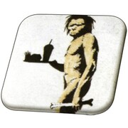 Banksy 32mmスクエアバッジ BKB009 Banksy /FastFood Apeman [缶バッジ]