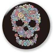 OSB 40mmバッジ OSB024 OilshockDesigns /Flowers Skull [缶バッジ]