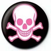 PB 25mmバッジ PB1496 Skull & Crossbones /Pink