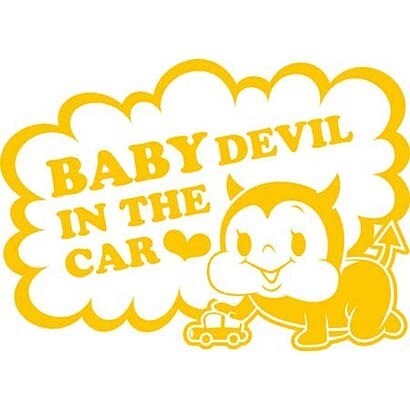BAB-02 [BABY IN THE CAR 赤ちゃんが乗ってます ステッカー BABY DEVIL /イエロー]