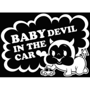 BAB-04 [BABY IN THE CAR 赤ちゃんが乗ってます ステッカー BABY DEVIL /ホワイト]