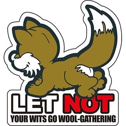 コトワザステッカー とりとめのない事を考えるな LET NOT YOUR WITS GO WOOL-GATHERING 防水加工 PS-073