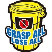 コトワザステッカー 全部つかもうとすれば全部失う GRASP ALL LOSE ALL PS-075