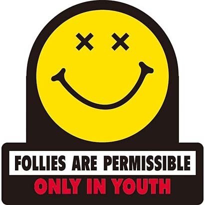 コトワザステッカー 若気の過ち FOLLIES ARE PERMISSIBLE ONLY IN YOUTH 防水加工 PS-111