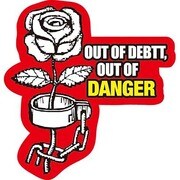 コトワザステッカー 借金がなければ危険なし OUT OF DEBITS PS-136