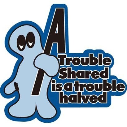 コトワザステッカー 苦労も分かち合えば半分になる Trouble shared is a trouble halved 防水加工 PS-140