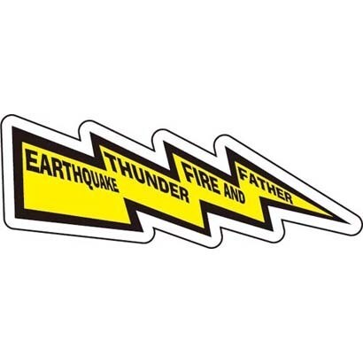 コトワザステッカー 地震、雷、火事、親爺 EARTHQUAKE THUNDER FIRE AND FATHER 防水加工 PS-159