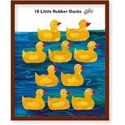 FST016 [ミニポスターフレームセット ERIC CARLE 10 Little Rubber Ducks 茶]