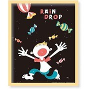 FST108 [ミニポスターフレームセット FLIP ILLUSTRATION Rain Drop ナチュラル]