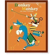 FST109 [ミニポスターフレームセット FLIP ILLUSTRATION Donkey Monkey 茶]