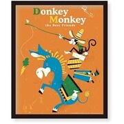 FST110 [ミニポスターフレームセット FLIP ILLUSTRATION Donkey Monkey 黒]