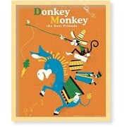 FST111 [ミニポスターフレームセット FLIP ILLUSTRATION Donkey Monkey ナチュラル]
