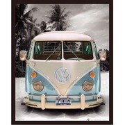 FST-128 [ミニポスター×フレームセット CALIFORNIAN CAMPER ビーチ 黒]