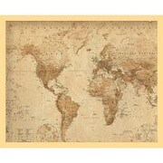 FST-147 [ミニポスター×フレームセット WORLD MAP/ye olde ナチュラル]