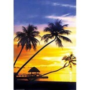 S1768 [Sイラストポスター BEACH PALM SUNSET]