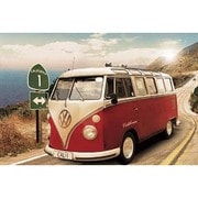 S1790 [Sイラストポスター VW CALIFORNIAN CAMPER route one]