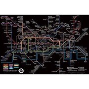 S1807 [Sイラストポスター LONDON UNDER GROUND Black Map]