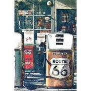 S1810 [Sイラストポスター ROUTE 66 gas station]