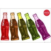 S1863 [Sイラストポスター COCA COLA 5 bottles falling]