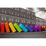 S1869 [Sイラストポスター LONDON phoneboxes falling]