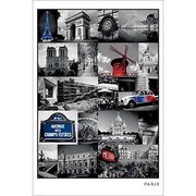 S1887 [Sイラストポスター PARIS Collage]
