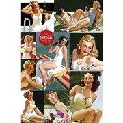 S1934 [Sイラストポスター COCA COLA girl collage colour]