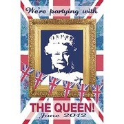 S1948 [Sイラストポスター WE'RE PARTYING WITH THE QUEEN  Martin Wiscombe]